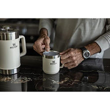 Load image into Gallery viewer, STANLEY Stay-Hot Camp Mug 12 oz | Press Fit Drink Through Lid | Cup for Coffee, Tea and Drinks | Insulated Stainless Steel Coffee Mug | BPA-Free | Cream Gloss