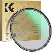 Load image into Gallery viewer, K&F Concept 82mm Black Diffusion 1/8 Waterproof Mist Cinematic Effect Camera Lens Filter with 24 Multi-Coatings for Video/Vlog/Portrait Photography (D-Series)