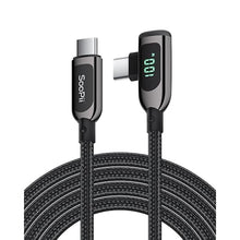 Load image into Gallery viewer, SOOPII 100W Right Angle USB C to USB C Cable,6.6FT Zinc Alloy Braided Type-C Cable with LED Display for iPhone 16/15, lPad Air/Pro,MacBook Pro,Samsung S23/S22/S10,Pixel,LG(6.6ft,Black)
