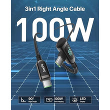 Load image into Gallery viewer, SOOPII 100W Right Angle USB C to USB C Cable,6.6FT Zinc Alloy Braided Type-C Cable with LED Display for iPhone 16/15, lPad Air/Pro,MacBook Pro,Samsung S23/S22/S10,Pixel,LG(6.6ft,Black)