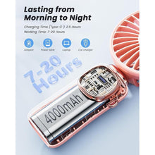 Load image into Gallery viewer, Portable Handheld Fan, 4000mAh Battery Operated Fan with LED Display, Handheld/Neck/Desk 3 in 1 Personal Small Fan, 90° Foldable Desk Fan with Base, 5 Speed Lash Fan Makeup Fan for Women