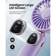 Load image into Gallery viewer, Portable Handheld Fan, 4000mAh Battery Operated 3 in 1 Multifunction Personal Travel Fan with Digital Display, 90° Foldable Desk Fan with Base, 5 Speed Lash Fan for Makeup/Commute/Office