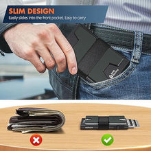 Load image into Gallery viewer, AUTLEY Slim Card Holder, Minimalist Pop Up Wallet for Men, RFID Blocking Mens Wallet with Cash Band (Black)