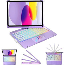 Load image into Gallery viewer, KVAGO Keyboard Case for iPad 10th Generation 2022 (10.9"), Multi-Touch Trackpad, 7 Color Backlight Keyboard, 360° Rotatable Smart Case with Pencil Holder, Thin & Light for iPad 10th Gen 10.9, Purple