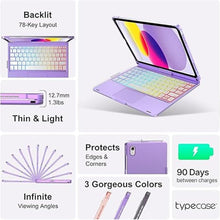 Load image into Gallery viewer, KVAGO Keyboard Case for iPad 10th Generation 2022 (10.9"), Multi-Touch Trackpad, 7 Color Backlight Keyboard, 360° Rotatable Smart Case with Pencil Holder, Thin & Light for iPad 10th Gen 10.9, Purple
