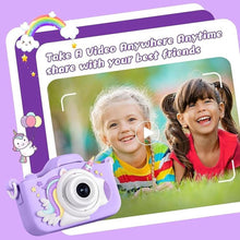Load image into Gallery viewer, Upgraded 48MP Kids Camera for Girls Boys 3-12, Video Selfie Camera-Christmas Birthday Gift for Toddler, HD Digital Camera Toy for Child with 32GB SD Card & Silicone Cover (Purple)