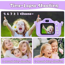 Load image into Gallery viewer, Upgraded 48MP Kids Camera for Girls Boys 3-12, Video Selfie Camera-Christmas Birthday Gift for Toddler, HD Digital Camera Toy for Child with 32GB SD Card & Silicone Cover (Purple)