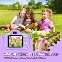 Load image into Gallery viewer, Upgraded 48MP Kids Camera for Girls Boys 3-12, Video Selfie Camera-Christmas Birthday Gift for Toddler, HD Digital Camera Toy for Child with 32GB SD Card & Silicone Cover (Purple)