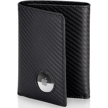 Load image into Gallery viewer, Stealth Mode Men's Leather Trifold Wallet with Airtag Holder and RFID Blocking (Carbon Fiber)
