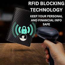 Load image into Gallery viewer, Stealth Mode Men's Leather Trifold Wallet with Airtag Holder and RFID Blocking (Carbon Fiber)