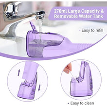Load image into Gallery viewer, Sejoy Water Flosser, 2025 Water Flossers for Teeth Rechargeable, Oral Irrigator for Home Travel Office, 270ML IPX7 Waterproof 5 Cleaning Modes and 5 Jet Tips