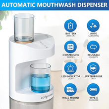 Load image into Gallery viewer, Automatic Mouthwash Dispenser for Bathroom,Bathroom Accessories 19.4 Fl Oz Dispensers with Magnetic Cups,Wall Mounted Dispenser,Suitable for All Age Groups,White