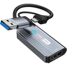 Load image into Gallery viewer, Video Capture Card, 4K HDMI to USB/USB C 3.0 Capture Card, 1080P 60FPS Video Capture Device, for Streaming, Teaching,Gaming, Video conferencing or Live Broadcasting