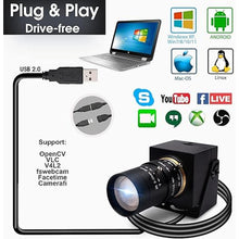 Load image into Gallery viewer, SVPRO 8MP USB Camera Manual Focus Webcam with Varifocal 5-50mm CS Mount Lens-10X Zoom External Camera for Laptop PC Computer,Plug and Play UVC Camera