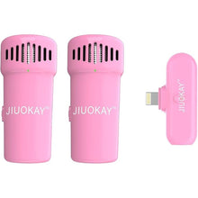 Load image into Gallery viewer, 2 Pack Wireless lavalier Microphone for Samsung Galaxy Tab Phones, iPhone Microphone for Video Recording Interview Podcast Vlog Zoom Facebook TikTok (iPhone, Pink)