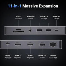 Load image into Gallery viewer, UGREEN Revodok Pro 211 Laptop Docking Station 11 in 1 USB C Dock Dual HDMI 4K@60Hz Single 8K@30Hz 10Gbps Data Port 100W PD Gigabit Ethernet, SD/TF Card Reader Compatible for Thinkpad, Zenbook and more