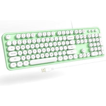 Load image into Gallery viewer, Computer Keyboard Wired, Plug Play USB Keyboard with Large Number Pad, Caps Indicators, Foldable Stands, Full Size Keyboard for Windows PC Laptop (Green-White)