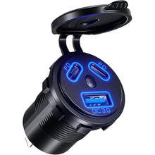 Load image into Gallery viewer, Kewig 12V USB Outlet Car Charge, 108W Super Fast Dual PD3.0 & QC3.0 3-Port Multiple USB Port for Car, USB C Cigarette Lighter Replacement 12 Volt Socket Waterproof for Marine Motorcycle RV Golf Cart