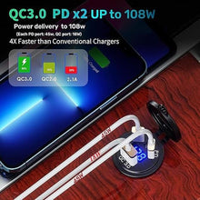 Load image into Gallery viewer, Kewig 12V USB Outlet Car Charge, 108W Super Fast Dual PD3.0 & QC3.0 3-Port Multiple USB Port for Car, USB C Cigarette Lighter Replacement 12 Volt Socket Waterproof for Marine Motorcycle RV Golf Cart