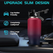 Load image into Gallery viewer, Insulated Water Bottle 32/40 oz - Cold-48h & Hot-24h Stainless Steel Vacuum Flask with Straw & Pop-up Chug Lid, Slim Insulated Water Bottle that Fits in Cup Holder, Wide Mouth Hydro Metal Thermal Cups