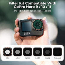 Load image into Gallery viewer, K&F Concept ND Filter Set Compatible with GoPro Hero12, Hero11, Hero10, Hero9 Black, 6 Pack (CPL/ND8/ND16/ND32/ND64/ND1000) Hero 9/10/11/12 Action Camera Accessory Neutral Density Polarizer Filter Kit