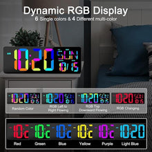 Load image into Gallery viewer, XREXS Large Digital Wall Clock with Remote Control, 17 Inch LED Large Display Count Up & Down Timer, Adjustable Brightness RGB Color Changing Clock Alarm Clock for Home, Gym, Office and Classroom