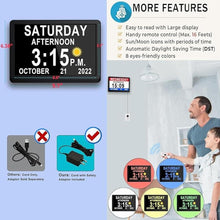 Load image into Gallery viewer, 11.5 Inch Extra Large Digital Clock with 19 Alarms, Auto DST & Dimming Clock for Wall and Table, Calendar Clock for Dementia Seniors, Custom Reminders &Task Alert -Perfect Organizer for Home &School