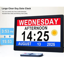 Load image into Gallery viewer, 11.5 Inch Extra Large Digital Clock with 19 Alarms, Auto DST & Dimming Clock for Wall and Table, Calendar Clock for Dementia Seniors, Custom Reminders &Task Alert -Perfect Organizer for Home &School