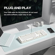 Load image into Gallery viewer, USB Wired Computer Keyboard - Full Size Office Keyboard with Number Pad, Caps Indicators, Foldable Stands, for PC Laptop Desktop Windows 7 8 10 (Creamy White)