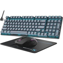 Load image into Gallery viewer, Mechanical Gaming Keyboard and Mouse, LED Backlit 98-Key Floating Keycap & 4 DPI RGB Gaming Mouse with Mouse Pad, Full Anti-Ghost Light Up Wired Computer Keyboards for MAC PC Gamer Accessories, Gray
