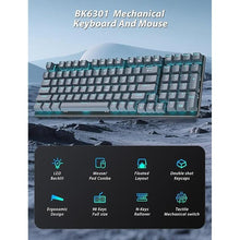 Load image into Gallery viewer, Mechanical Gaming Keyboard and Mouse, LED Backlit 98-Key Floating Keycap & 4 DPI RGB Gaming Mouse with Mouse Pad, Full Anti-Ghost Light Up Wired Computer Keyboards for MAC PC Gamer Accessories, Gray