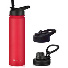 Load image into Gallery viewer, mininoo 24 oz Insulated Water Bottle with Straw Lid, Stainless Steel Double Wall Vacuum, Leak Proof, BPA Free, Keep Cold for 24H & Hot for 12H(Red)