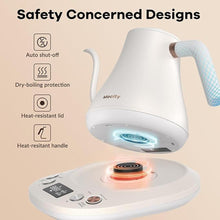 Load image into Gallery viewer, Mecity Electric Gooseneck Kettle With Keep Warm Function & LCD Display Automatic Shut Off Coffee Kettle Temperature Control Pour Over Kettle 1200 Watt, 0.8L, 120V, Off White