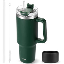 Load image into Gallery viewer, 40 oz Tumbler with Handle | Stainless Steel Insulated Tumblers with Lids and Straw | Insulated Travel Mug Iced Coffee Cup | Keeps Cold for 34 Hours | Dishwasher Safe, BPA Free | Sage Green