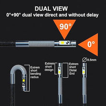 Load image into Gallery viewer, Dual-Lens Articulating Borescope, DXZtoz Endoscope Camera with 0.33in Two- Way Articulated Snake Camera, 5'' Dual Screen, 1080P Inspection Camera with Light for Automotive Home Mechanics-5FT