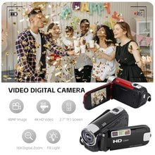 Load image into Gallery viewer, Video Camera Camcorder, 1080P 16MP DV Camera Vlogging Recorder, 2.7in TFT 270 Degree Rotatable 16X Zoom Digital YouTube Camera for Teens Students Boys Girls Gift (Red)