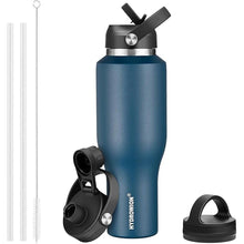 Load image into Gallery viewer, HYDROWION Water Bottles with Straw, 40oz Insulated Water Bottle fit in Car Cup Holder, Black Water Bottles with Straw Lid, Spout Lid and Flex Cap, Leakproof Travel Insulated Tumbler, Cobalt