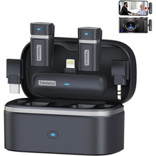 Load image into Gallery viewer, 3-in-1 Wireless Lavalier Microphone - Mini Lapel Mic with Replaceable Adapters Compatible with iPhone Android Camera - Excellent Sound Clip-on Lav Mics for Content Creator