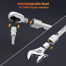 Load image into Gallery viewer, Adjustable Torque Wrench, 5-45 Ft.lb/7-61 Nm, 38MM Open End Torque Wrench, 3/8 Inch Drive Torque Wrench with Interchangeable Jaw & Ratchet Head for HVAC, Car, Moto, Narrow Pipeline