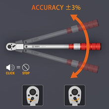 Load image into Gallery viewer, Adjustable Torque Wrench, 5-45 Ft.lb/7-61 Nm, 38MM Open End Torque Wrench, 3/8 Inch Drive Torque Wrench with Interchangeable Jaw & Ratchet Head for HVAC, Car, Moto, Narrow Pipeline