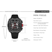 Load image into Gallery viewer, MF MINI FOCUS Men's Watch Fashion Tonneau Wrist Watches (Chronograph/Waterproof/Luminous/Calendar) Silicon Strap Quartz Watch for Men