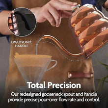 Load image into Gallery viewer, Vianté Gooseneck Stovetop Pour Over Coffee Kettle with Thermometer for Drip Coffee and Tea. Premium Copper Stainless Steel. 40 fl oz. All Coocktops.