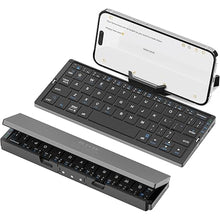 Load image into Gallery viewer, Mini Foldable Bluetooth Keyboard with Magnetic Stand,Aluminum Alloy Mini Quiet Folding Keyboard Portable Lightweight Portable Bluetooth Keyboard Android Rechargeable Keyboard for Tablet,iPad, Phones