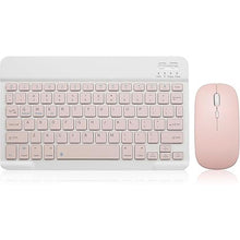 Load image into Gallery viewer, Bluetooth Keyboard and Mouse Combo Rechargeable Portable Wireless Keyboard Mouse Set for Apple iPad iPhone iOS 13 and Above Samsung Tablet Phone Smartphone Android Windows (10 inch Pink)