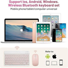 Load image into Gallery viewer, Bluetooth Keyboard and Mouse Combo Rechargeable Portable Wireless Keyboard Mouse Set for Apple iPad iPhone iOS 13 and Above Samsung Tablet Phone Smartphone Android Windows (10 inch Pink)