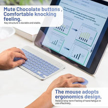 Load image into Gallery viewer, Bluetooth Keyboard and Mouse Combo Rechargeable Portable Wireless Keyboard Mouse Set for Apple iPad iPhone iOS 13 and Above Samsung Tablet Phone Smartphone Android Windows (10 inch Purple)