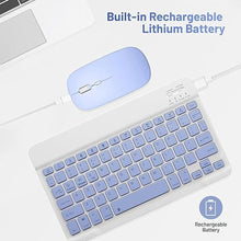 Load image into Gallery viewer, Bluetooth Keyboard and Mouse Combo Rechargeable Portable Wireless Keyboard Mouse Set for Apple iPad iPhone iOS 13 and Above Samsung Tablet Phone Smartphone Android Windows (10 inch Purple)