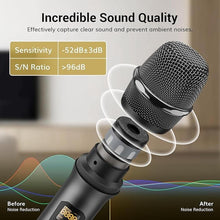 Load image into Gallery viewer, TONOR Wireless Microphone, UHF Dual Cordless Metal Dynamic Mic System with Rechargeable Receiver (Black)