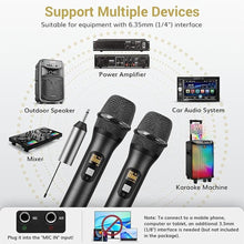Load image into Gallery viewer, TONOR Wireless Microphone, UHF Dual Cordless Metal Dynamic Mic System with Rechargeable Receiver (Black)