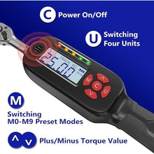 Load image into Gallery viewer, 1/4 Inch Drive Digital Torque Wrench, 1.1-22.1Ft.lb/1.5-30Nm Electronic Bike Torque Wrench, ±2% Accuracy with Preset Value, Data Storage, Buzzer and LED Flash Notification for Bicycle Moto